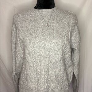 Primark Women's Light Gray Cable Knit Sweater
